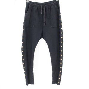 Robins jean sweatpants womens 29 black drop crotch side stars pull on pockets
